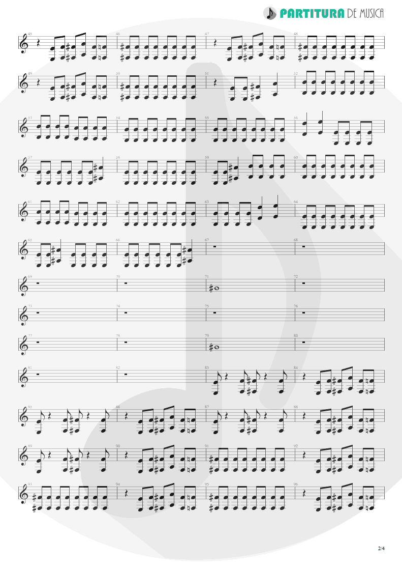 Partitura de musica de Guitarra Elétrica - The Gentle Art Of Making Enemies | Faith No More | King for a Day... Fool for a Lifetime 1995 - pag 2