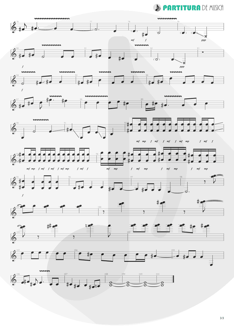 Partitura de musica de Guitarra Elétrica - The Last To Know | Faith No More | King for a Day... Fool for a Lifetime 1995 - pag 3