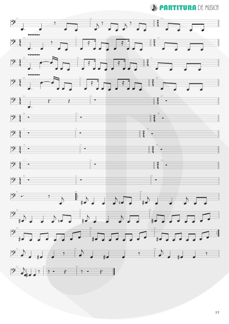 Partitura de musica de Baixo Elétrico - Collision | Faith No More | Album of the Year 1997 - pag 2