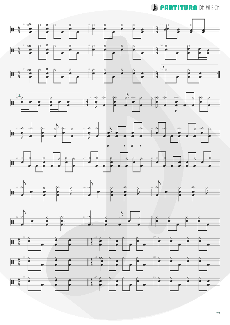 Partitura de musica de Bateria - Collision | Faith No More | Album of the Year 1997 - pag 2