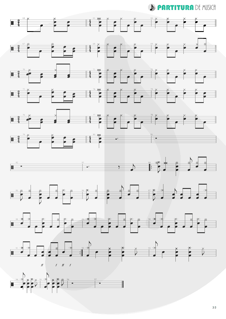 Partitura de musica de Bateria - Collision | Faith No More | Album of the Year 1997 - pag 3