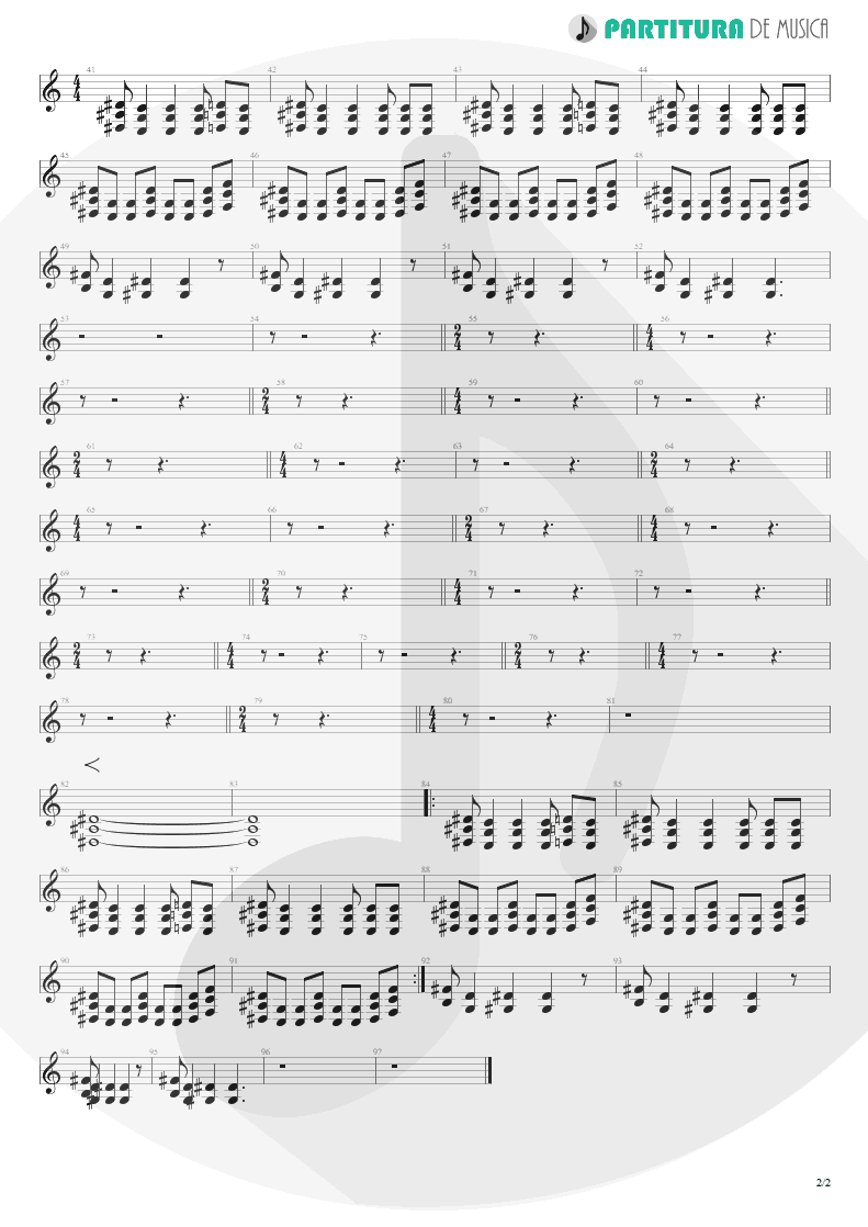 Partitura de musica de Guitarra Elétrica - Collision | Faith No More | Album of the Year 1997 - pag 2