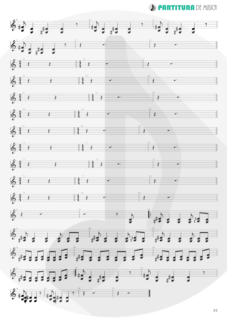 Partitura de musica de Guitarra Elétrica - Collision | Faith No More | Album of the Year 1997 - pag 2