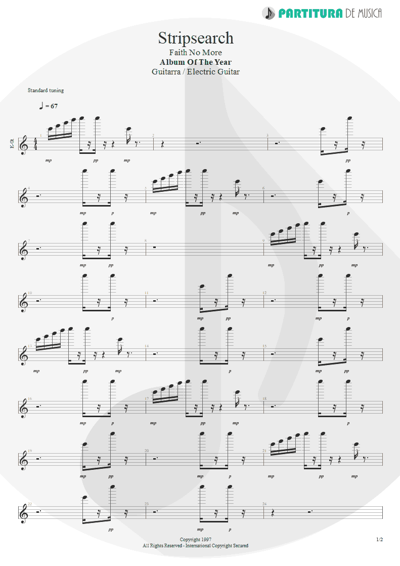 Partitura de musica de Guitarra Elétrica - Stripsearch | Faith No More | Album of the Year 1997 - pag 1