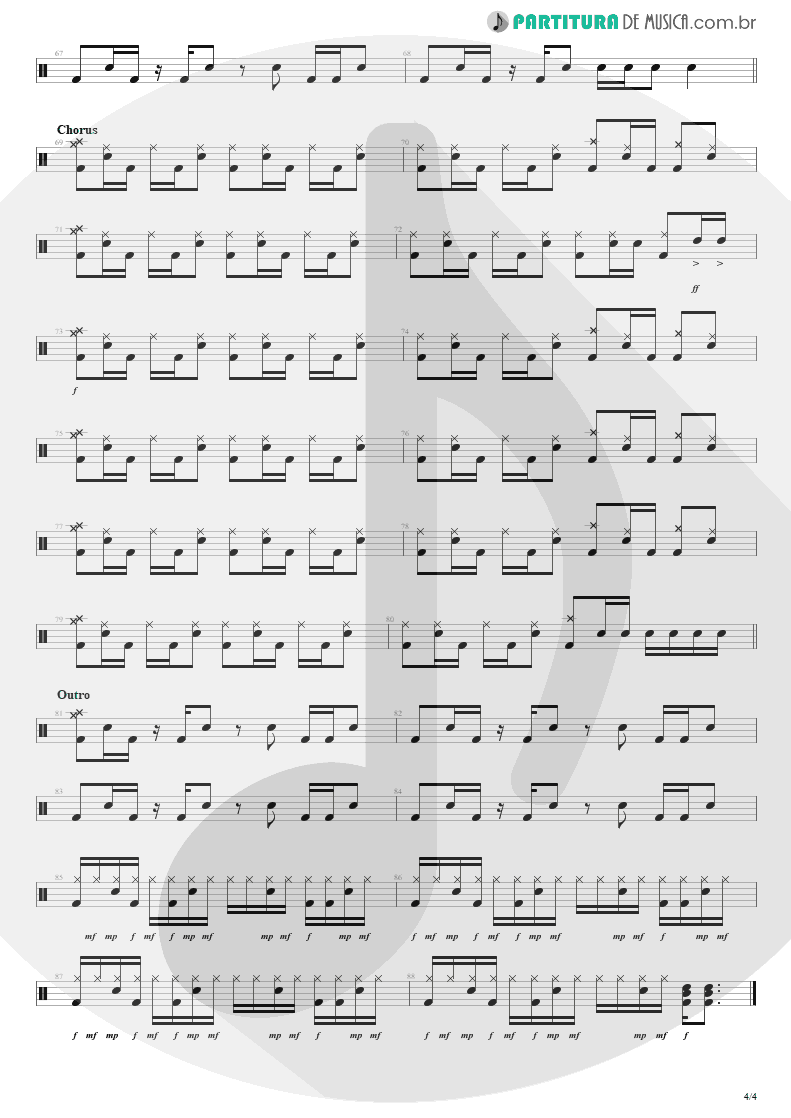 Partitura de musica de Bateria - Dance, Dance | Fall Out Boy | From Under the Cork Tree 2005 - pag 4