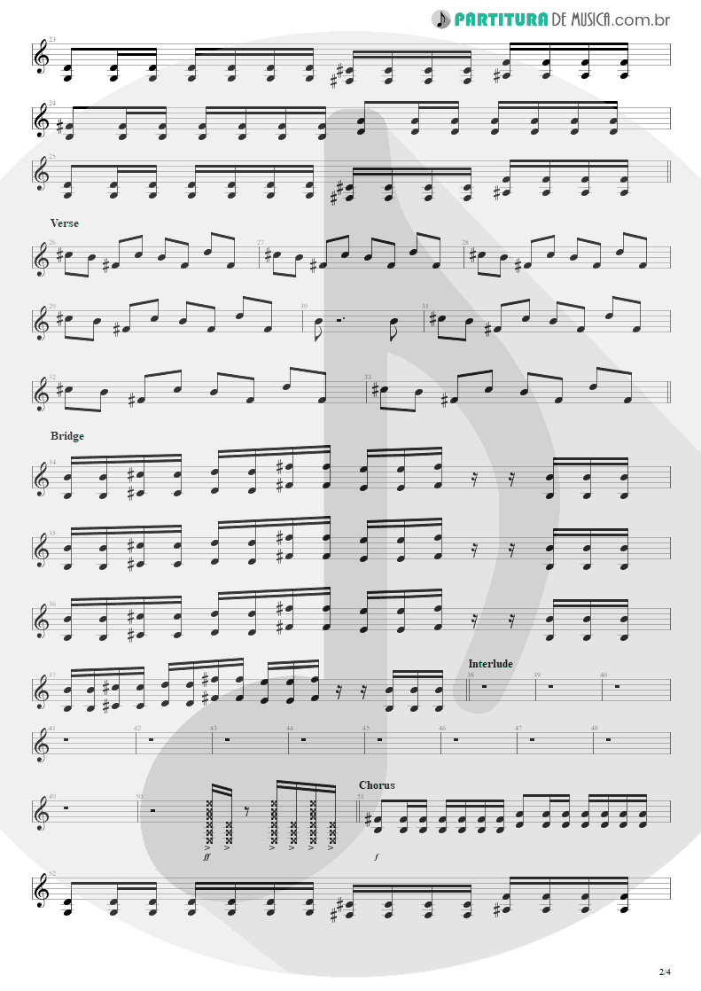 Partitura de musica de Guitarra Elétrica - Dance, Dance | Fall Out Boy | From Under the Cork Tree 2005 - pag 2