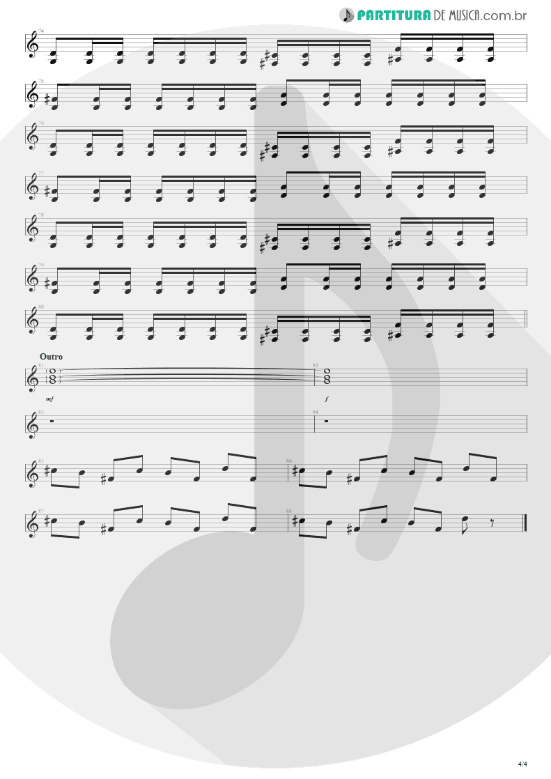 Partitura de musica de Guitarra Elétrica - Dance, Dance | Fall Out Boy | From Under the Cork Tree 2005 - pag 4