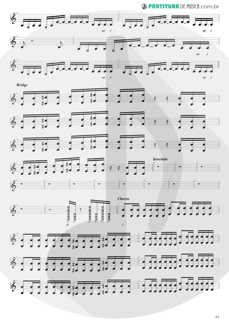 Partitura de musica de Guitarra Elétrica - Dance, Dance | Fall Out Boy | From Under the Cork Tree 2005 - pag 2