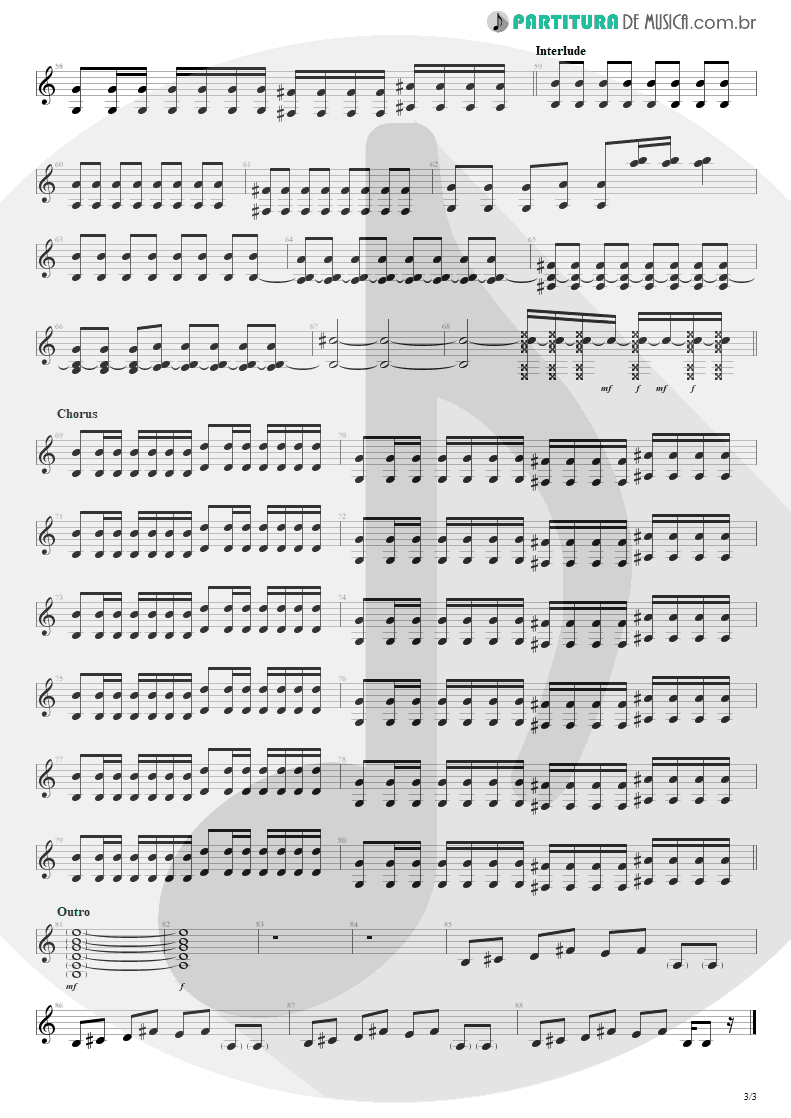 Partitura de musica de Guitarra Elétrica - Dance, Dance | Fall Out Boy | From Under the Cork Tree 2005 - pag 3