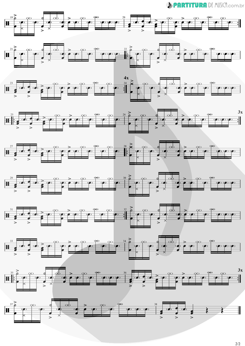 Partitura de musica de Bateria - Shame Shame | Foo Fighters | Medicine At Midnight 2020 - pag 2