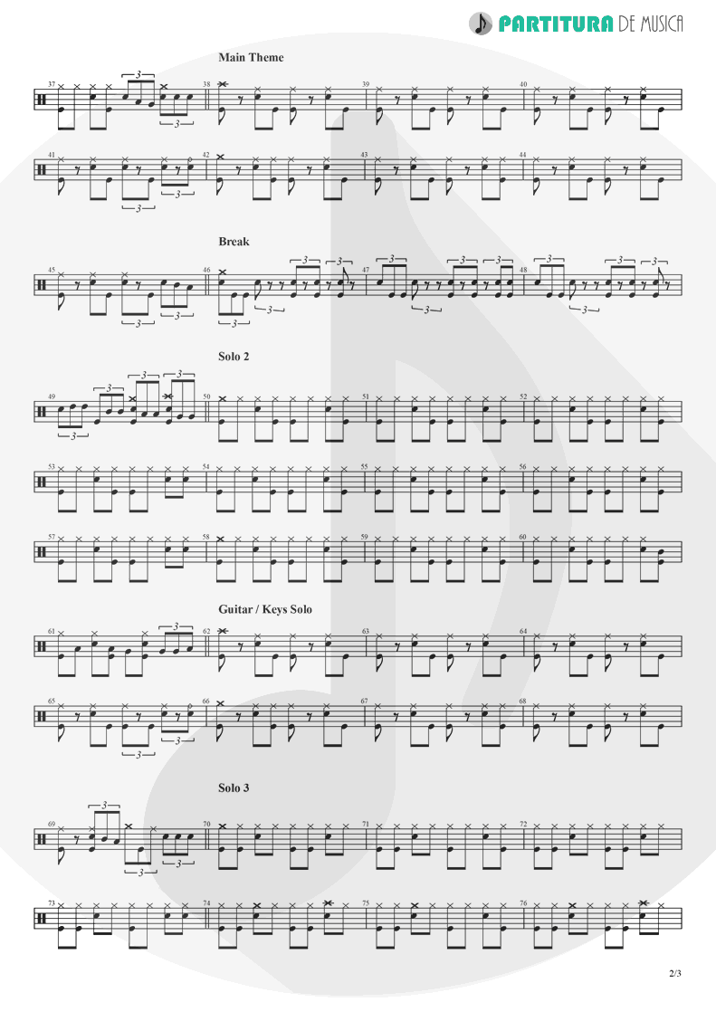 Partitura de musica de Bateria - Chuck Rock | Games | Sega Mega Drive 1991 - pag 2