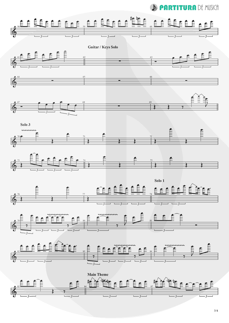 Partitura de musica de Guitarra Elétrica - Chuck Rock | Games | Sega Mega Drive 1991 - pag 3