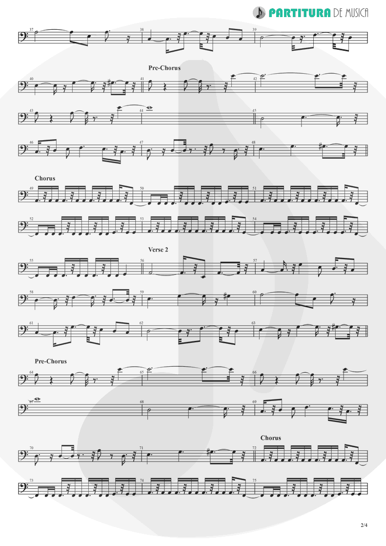 Partitura de musica de Baixo Elétrico - Crazy On You | Heart | Dreamboat Annie 1976 - pag 2