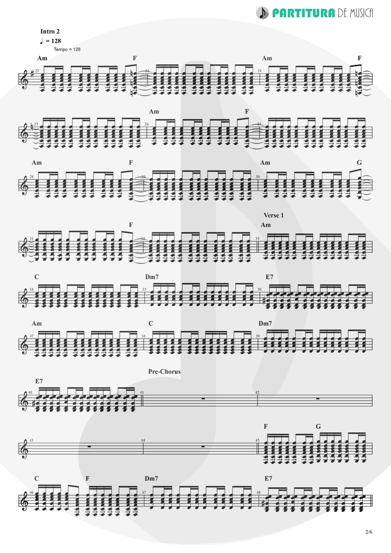 Partitura de musica de Guitarra Elétrica - Crazy On You | Heart | Dreamboat Annie 1976 - pag 2