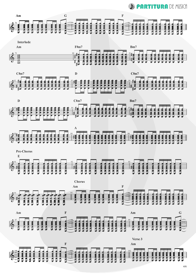 Partitura de musica de Guitarra Elétrica - Crazy On You | Heart | Dreamboat Annie 1976 - pag 4