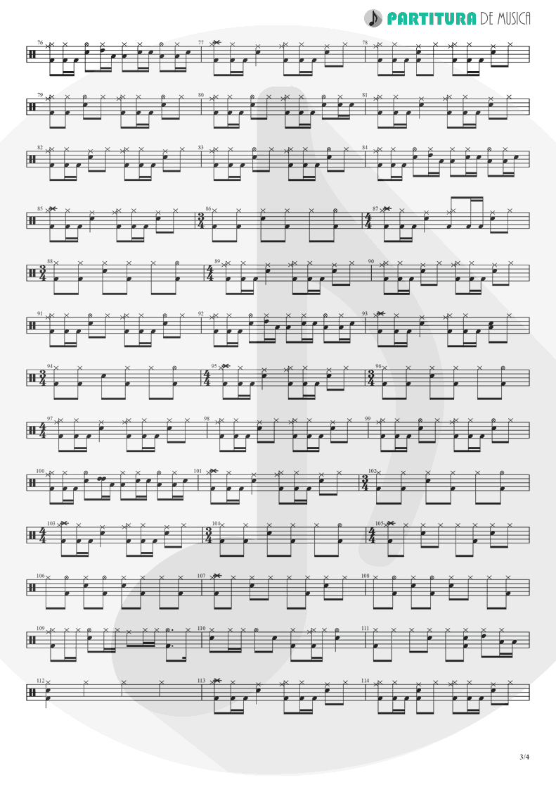 Partitura de musica de Bateria - Barracuda | Heart | Little Queen 1977 - pag 3