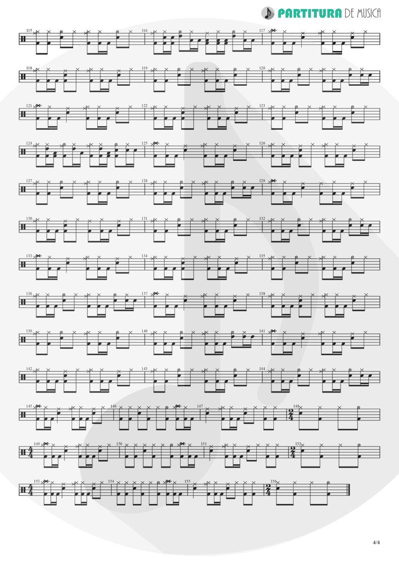 Partitura de musica de Bateria - Barracuda | Heart | Little Queen 1977 - pag 4