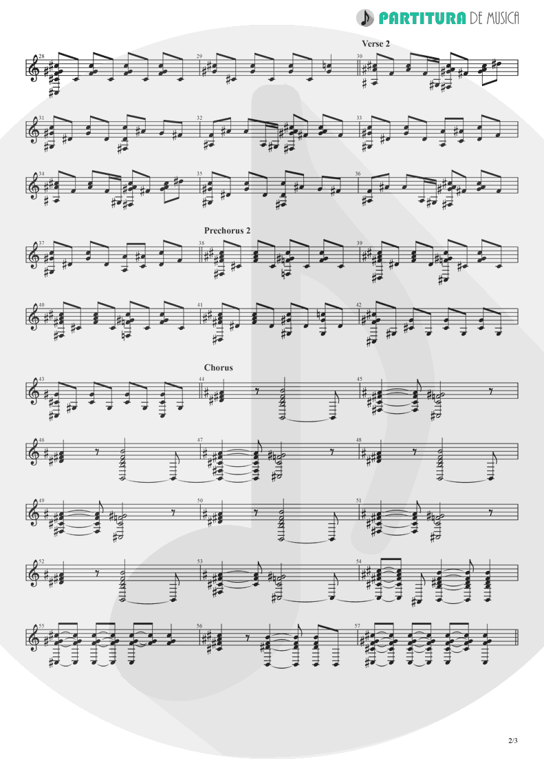 Partitura de musica de Piano - Alone | Heart | Bad Animals 1987 - pag 2