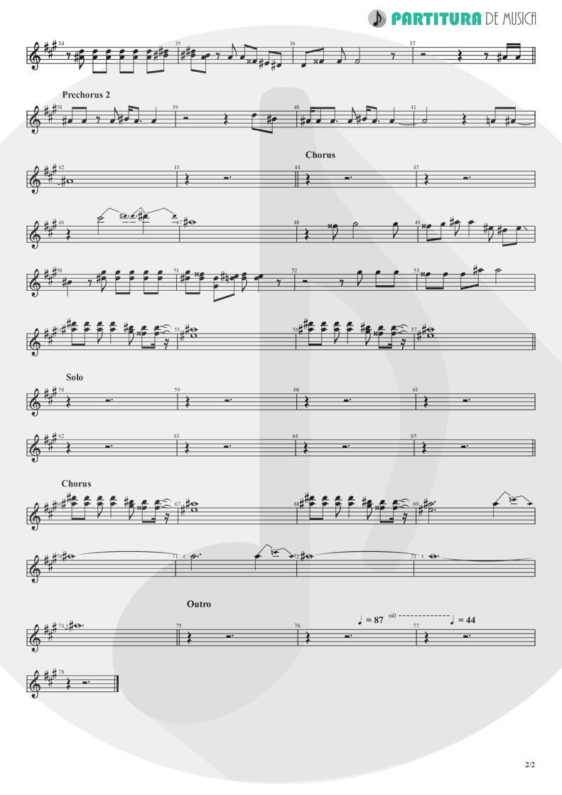 Partitura de musica de Saxofone Alto - Alone | Heart | Bad Animals 1987 - pag 2