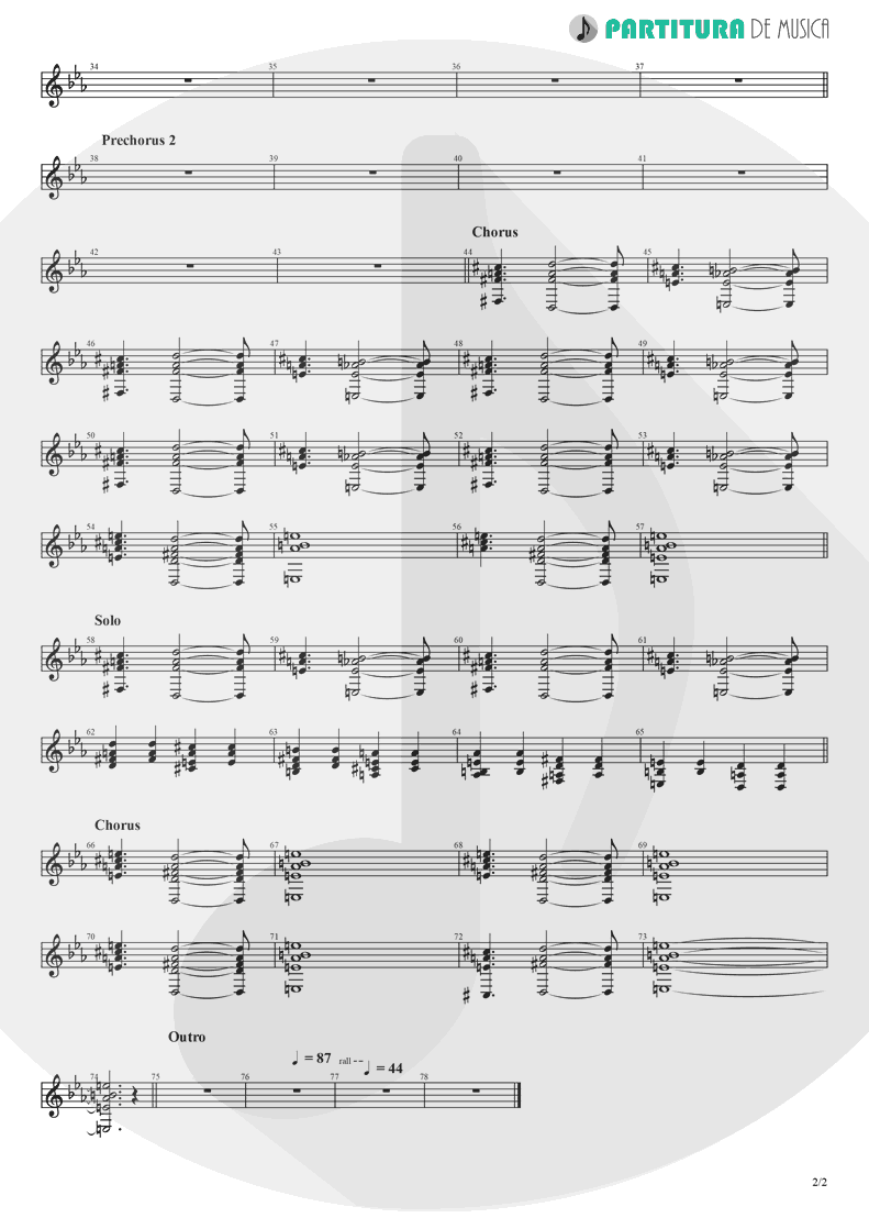 Partitura de musica de Saxofone Barítono - Alone | Heart | Bad Animals 1987 - pag 2