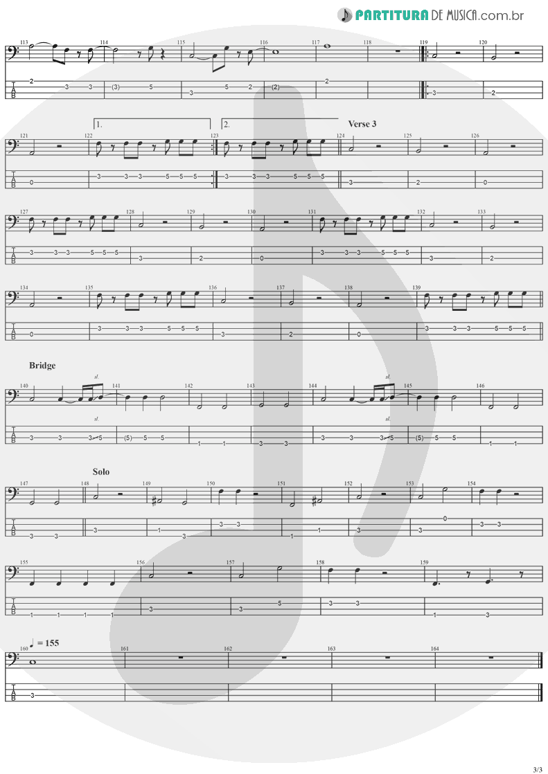 Tablatura + Partitura de musica de Baixo Elétrico - Taylor | Jack Johnson | On And On 2003 - pag 3