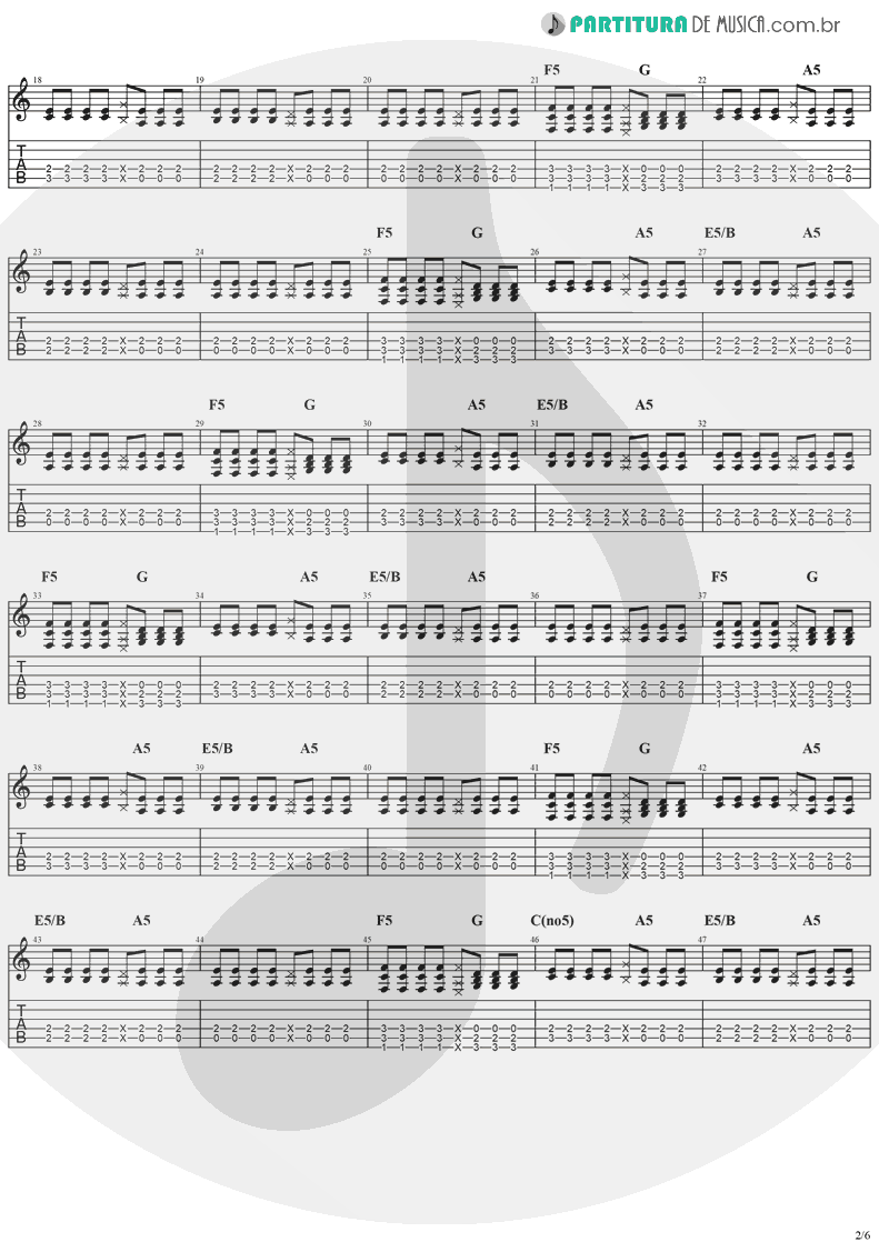 Tablatura + Partitura de musica de Violão - Taylor | Jack Johnson | On And On 2003 - pag 2