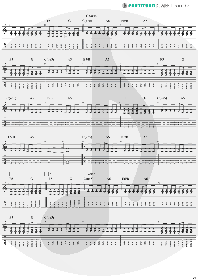 Tablatura + Partitura de musica de Violão - Taylor | Jack Johnson | On And On 2003 - pag 3