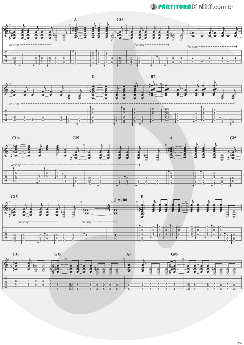 Tablatura + Partitura de musica de Violão - Moonshine | Jack Johnson | Thicker Than Water 2003 - pag 2