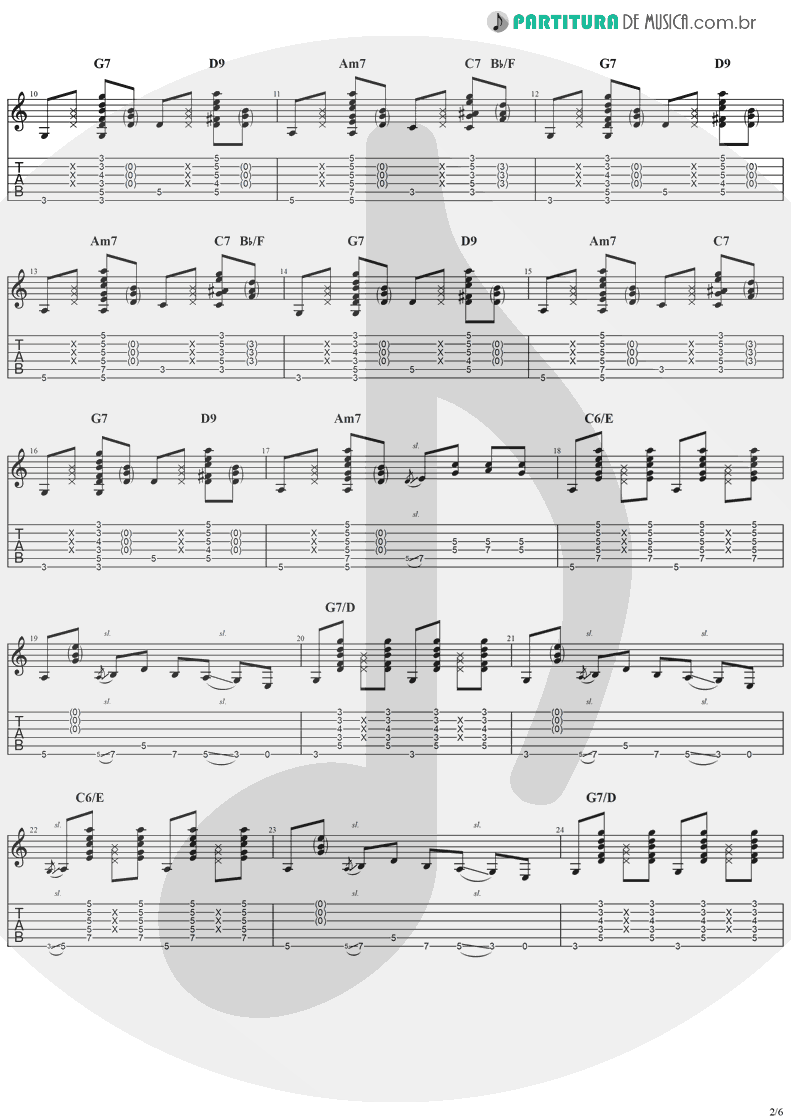 Tablatura + Partitura de musica de Violão - Banana Pancakes | Jack Johnson | In Between Dreams 2005 - pag 2