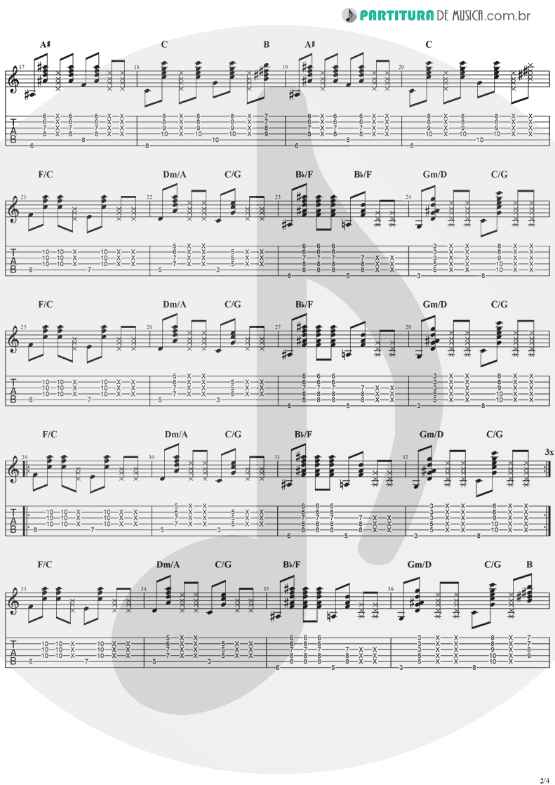 Tablatura + Partitura de musica de Violão - Better Together | Jack Johnson | In Between Dreams 2005 - pag 2