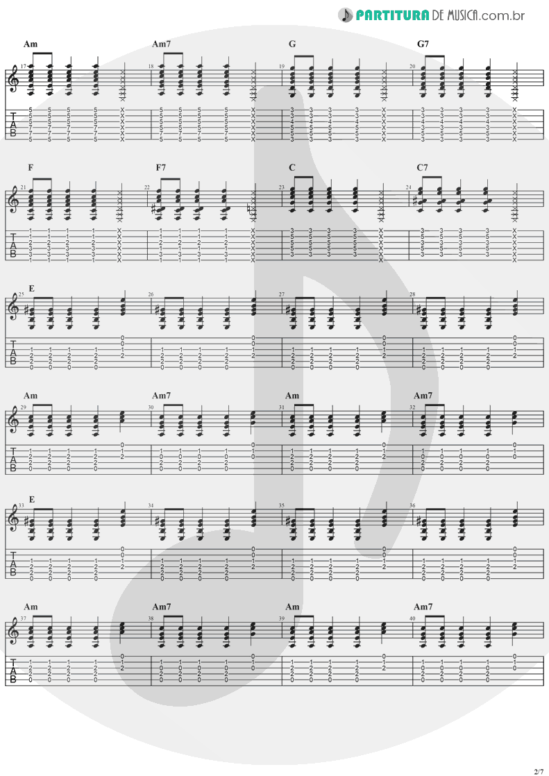 Tablatura + Partitura de musica de Violão - Sitting, Waiting, Wishing | Jack Johnson | In Between Dreams 2005 - pag 2