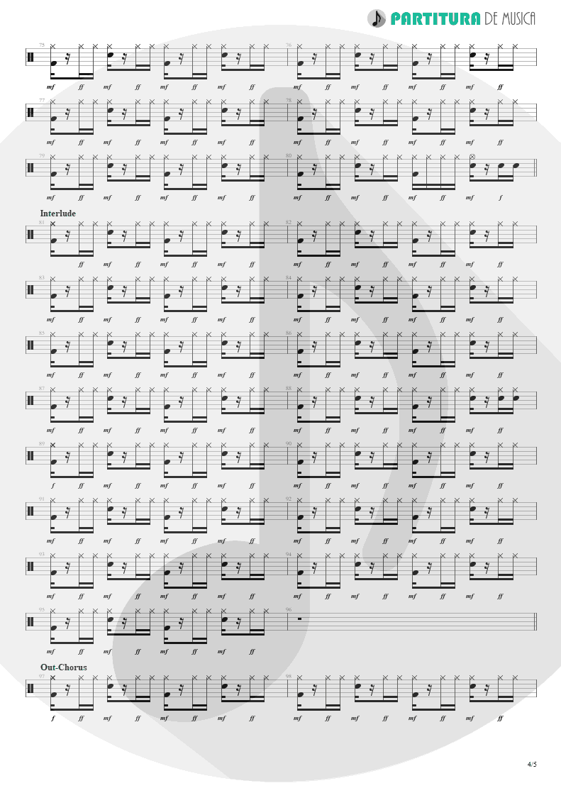 Partitura de musica de Bateria - Cosmic Girl | Jamiroquai | Travelling Without Moving 1996 - pag 4