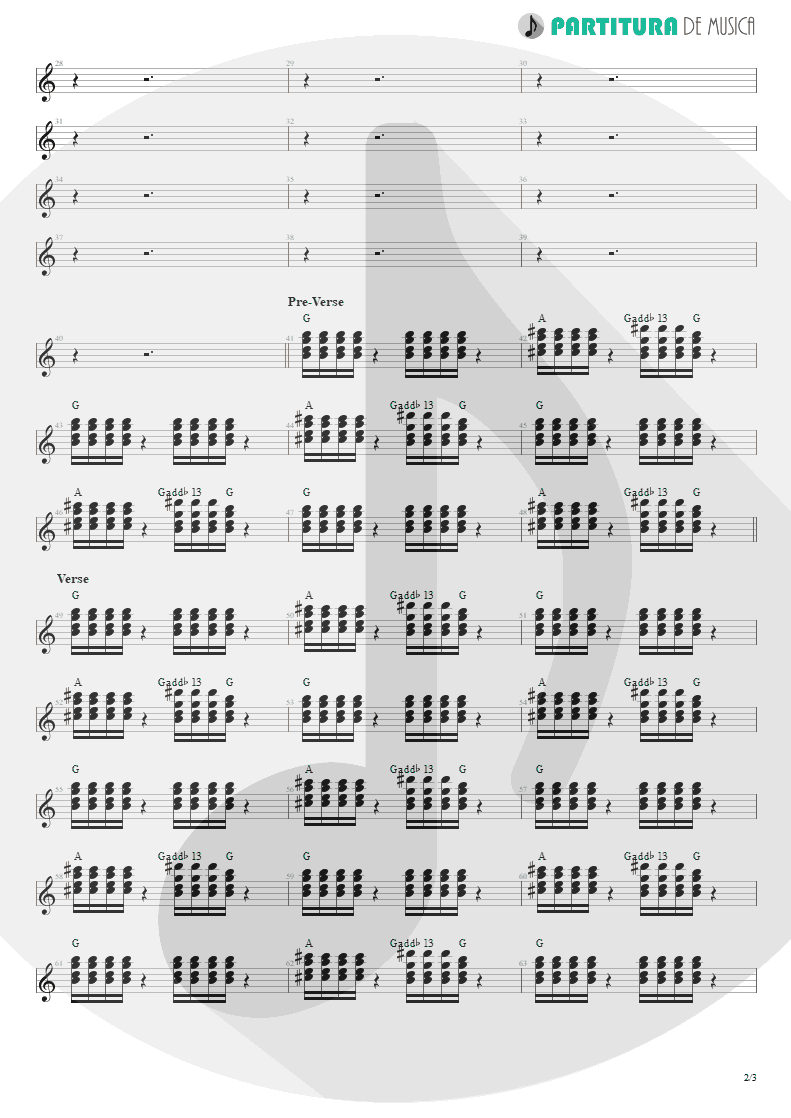 Partitura de musica de Guitarra Elétrica - Cosmic Girl | Jamiroquai | Travelling Without Moving 1996 - pag 2