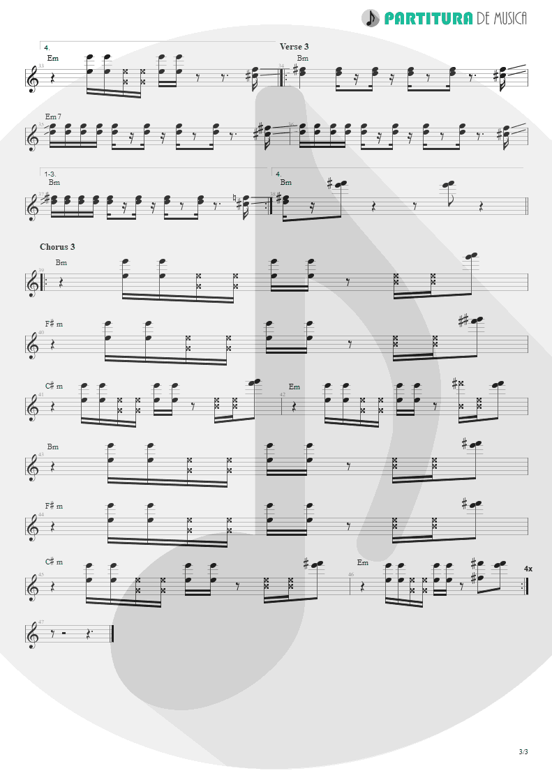 Partitura de musica de Guitarra Elétrica - Love Foolosophy | Jamiroquai | A Funk Odyssey 2001 - pag 3