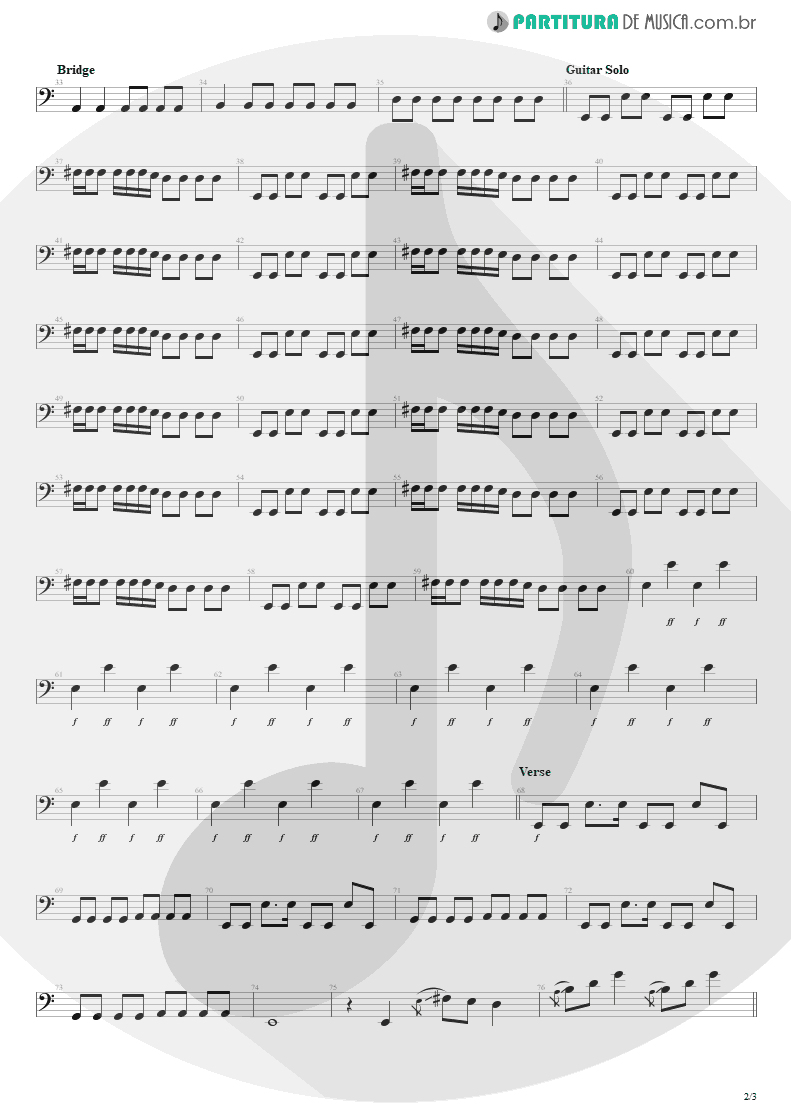 Partitura de musica de Baixo Elétrico - Purple Haze | Jimi Hendrix | Live at the Royal Albert Hall 1969 - pag 2