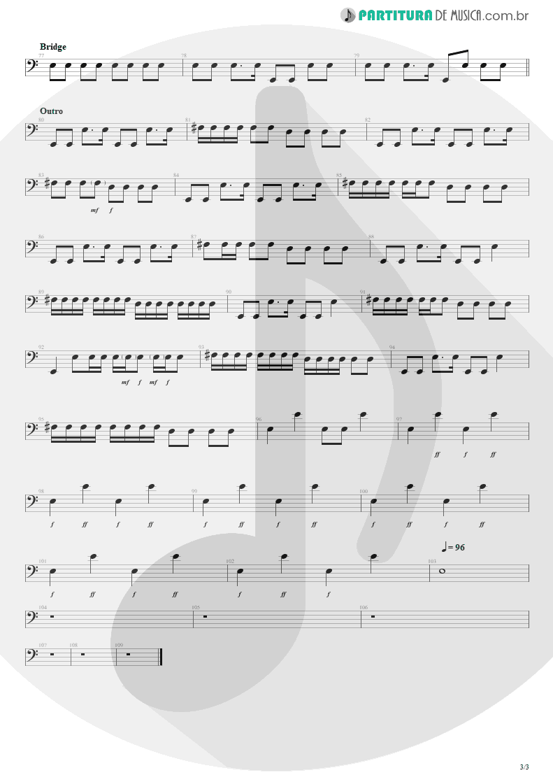 Partitura de musica de Baixo Elétrico - Purple Haze | Jimi Hendrix | Live at the Royal Albert Hall 1969 - pag 3