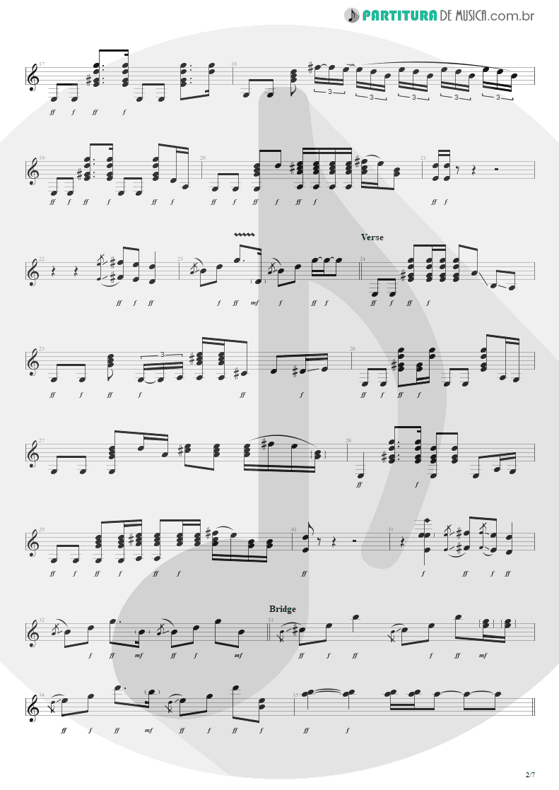 Partitura de musica de Guitarra Elétrica - Purple Haze | Jimi Hendrix | Live at the Royal Albert Hall 1969 - pag 2