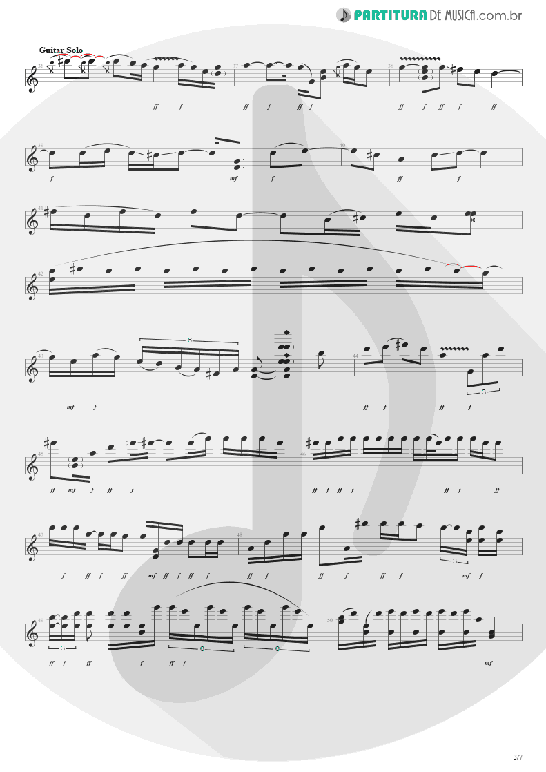 Partitura de musica de Guitarra Elétrica - Purple Haze | Jimi Hendrix | Live at the Royal Albert Hall 1969 - pag 3