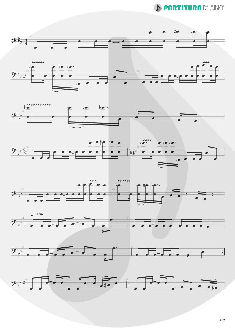 Partitura de musica de Baixo Elétrico - Damage Control | John Petrucci | Suspended Animation 2005 - pag 4