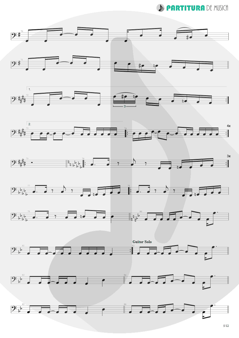 Partitura de musica de Baixo Elétrico - Damage Control | John Petrucci | Suspended Animation 2005 - pag 5