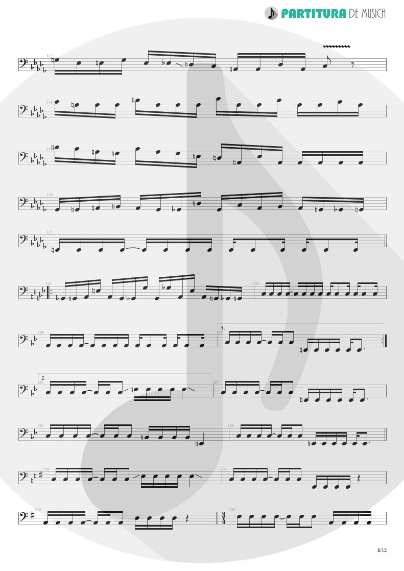 Partitura de musica de Baixo Elétrico - Damage Control | John Petrucci | Suspended Animation 2005 - pag 8