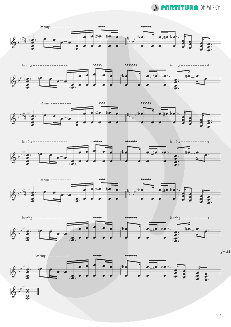 Partitura de musica de Guitarra Elétrica - Damage Control | John Petrucci | Suspended Animation 2005 - pag 10