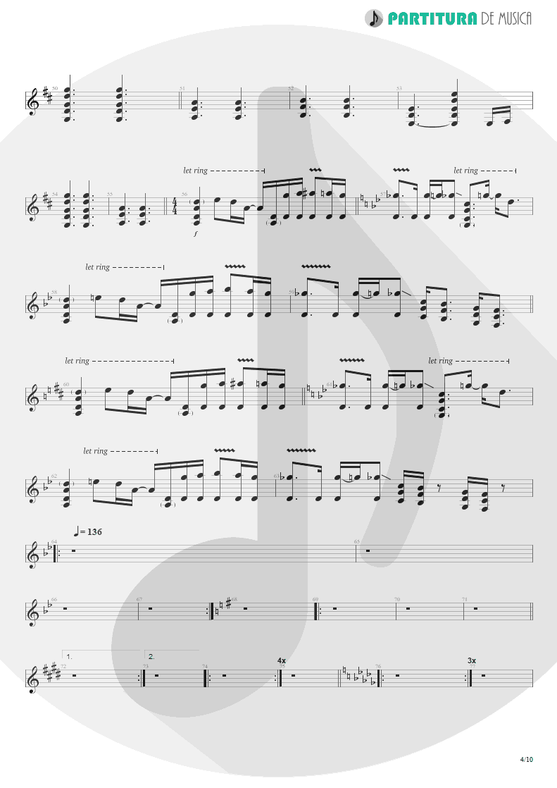 Partitura de musica de Guitarra Elétrica - Damage Control | John Petrucci | Suspended Animation 2005 - pag 4