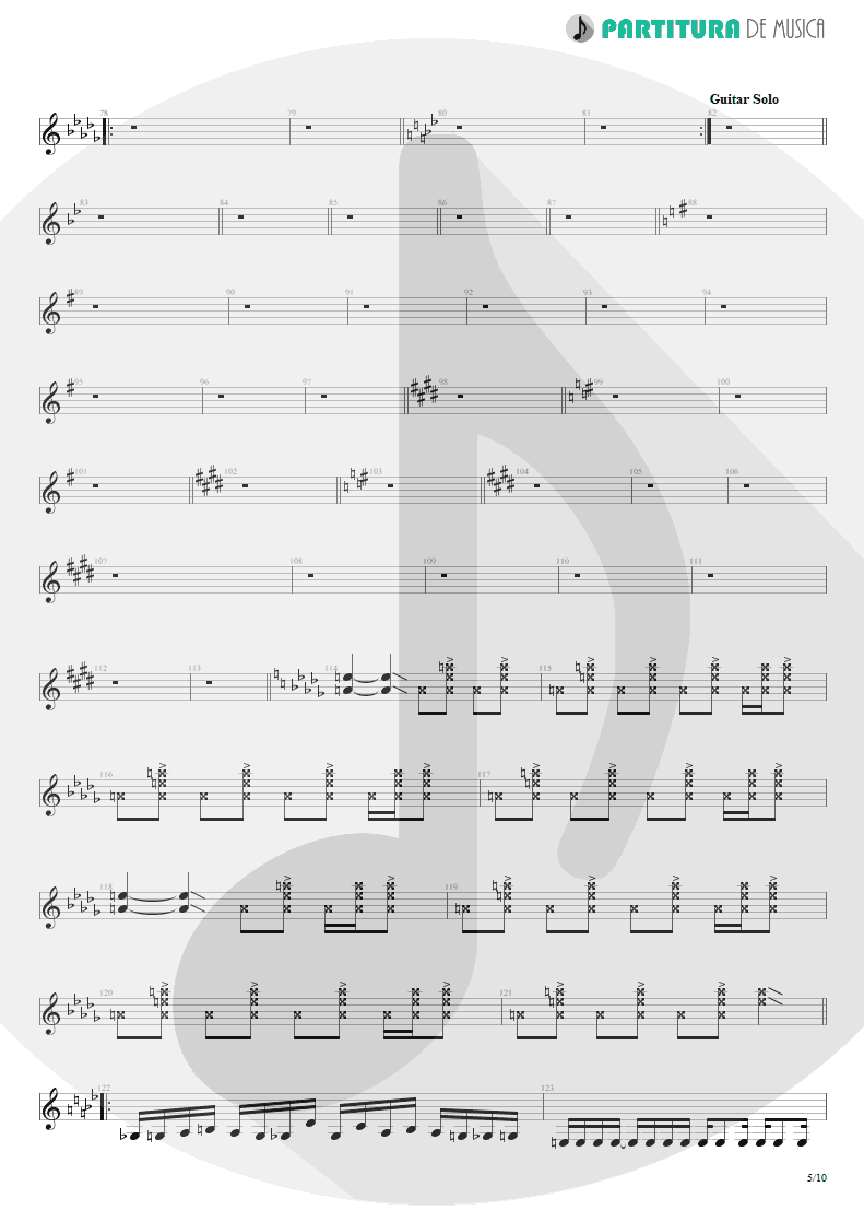 Partitura de musica de Guitarra Elétrica - Damage Control | John Petrucci | Suspended Animation 2005 - pag 5