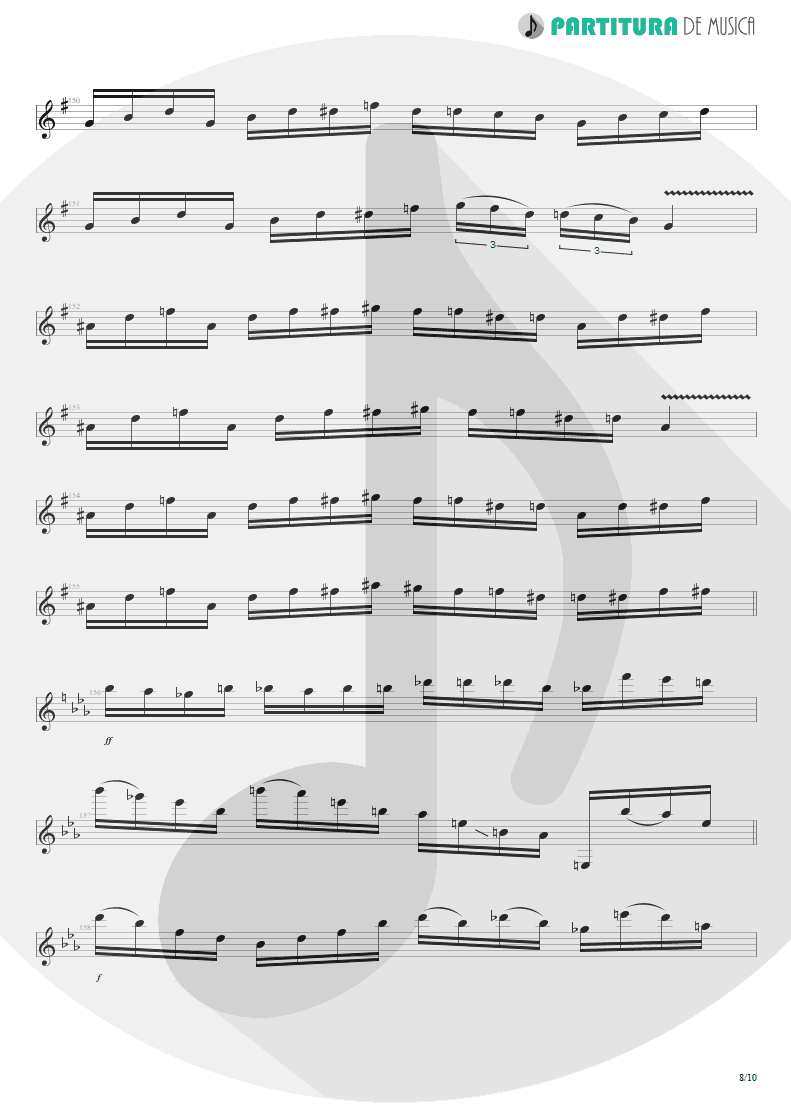 Partitura de musica de Guitarra Elétrica - Damage Control | John Petrucci | Suspended Animation 2005 - pag 8