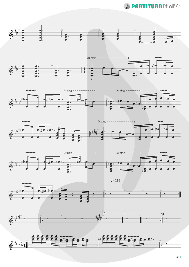 Partitura de musica de Guitarra Elétrica - Damage Control | John Petrucci | Suspended Animation 2005 - pag 4