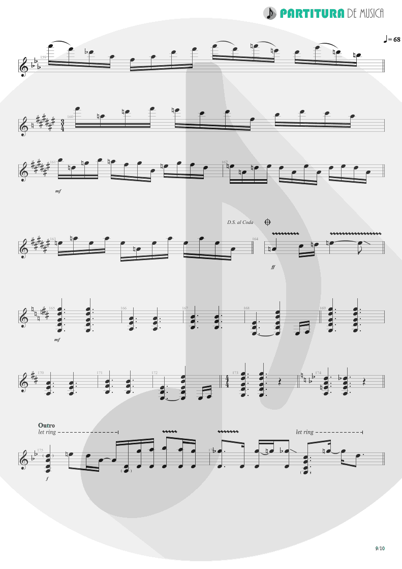 Partitura de musica de Guitarra Elétrica - Damage Control | John Petrucci | Suspended Animation 2005 - pag 9