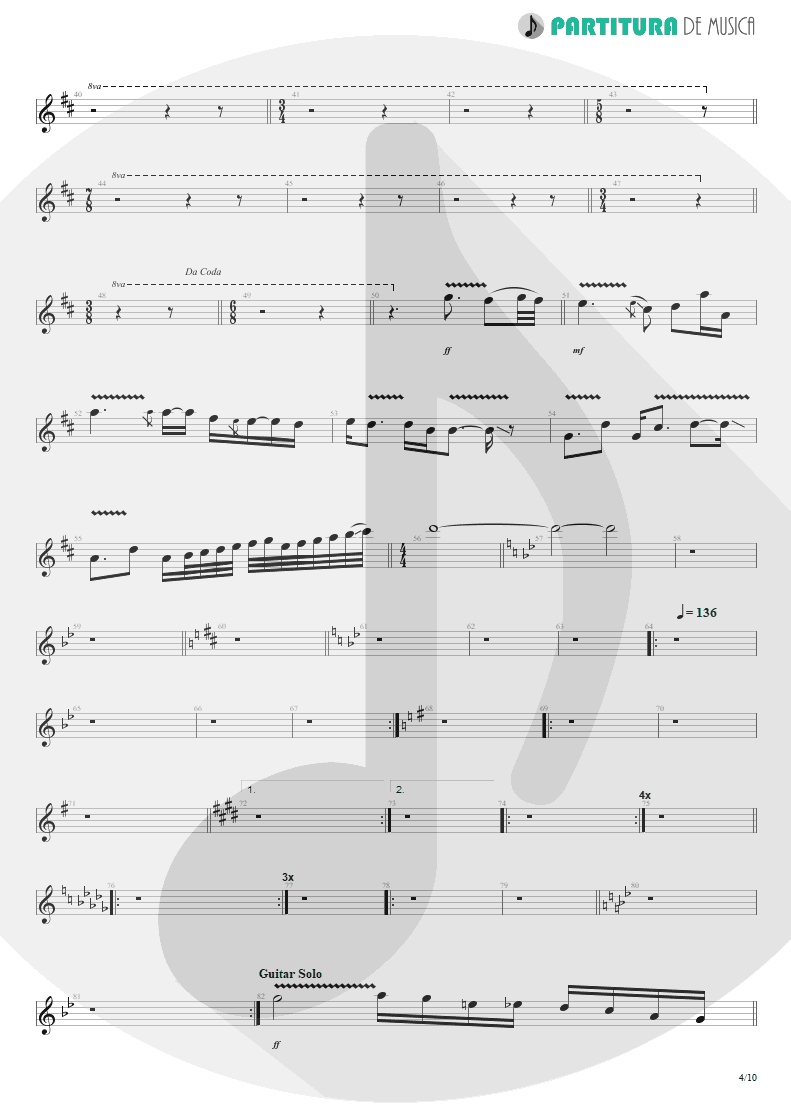 Partitura de musica de Guitarra Elétrica - Damage Control | John Petrucci | Suspended Animation 2005 - pag 4