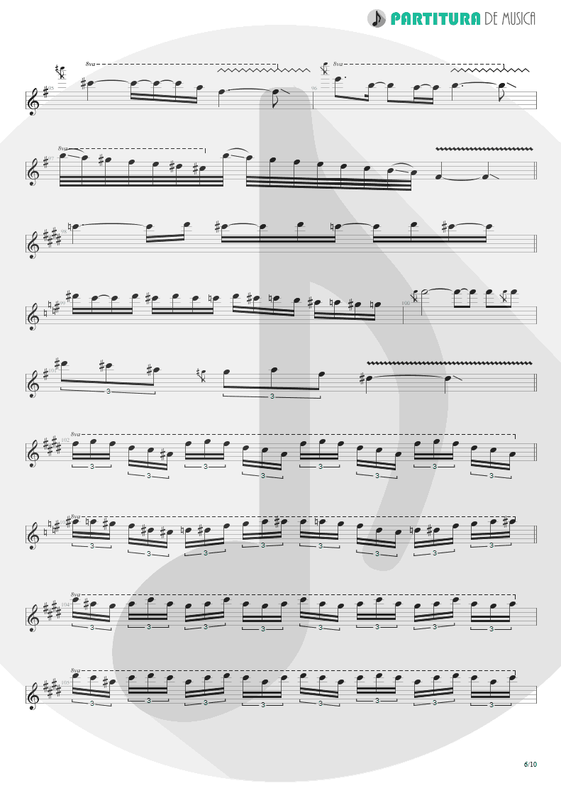 Partitura de musica de Guitarra Elétrica - Damage Control | John Petrucci | Suspended Animation 2005 - pag 6