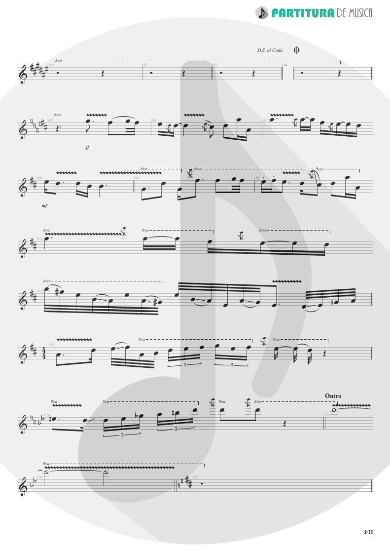 Partitura de musica de Guitarra Elétrica - Damage Control | John Petrucci | Suspended Animation 2005 - pag 9
